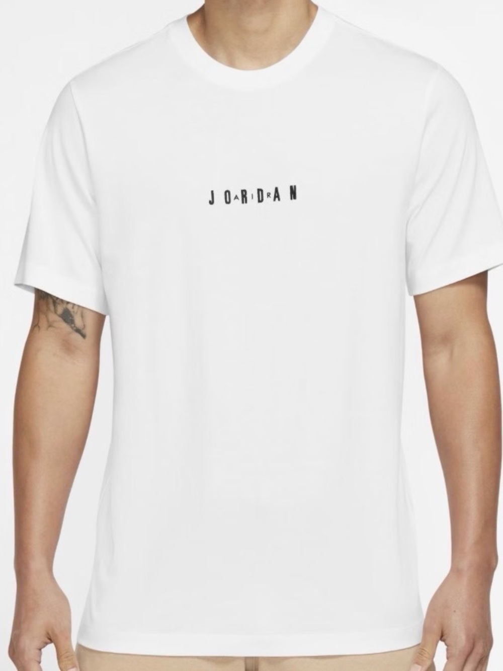 Jordan White Short-Sleeve Crew with Black Mini Logo